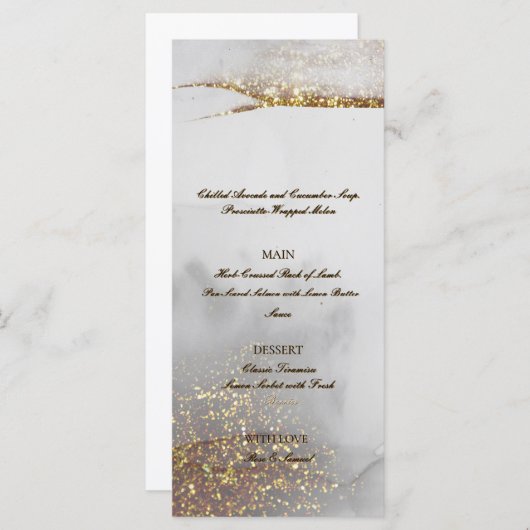 Glitter Gold Alcohol Ink Chic Flat Menu (Voorkant / Achterkant)