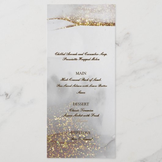 Glitter Gold Alcohol Ink Chic Flat Menu (Voorkant)
