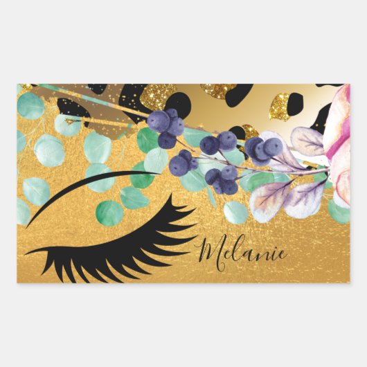  Glitter Gold Animal Print genaamd Glam Rechthoekige Sticker (Voorkant)