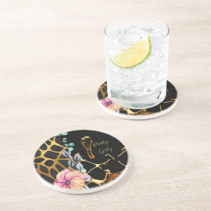 Glitter Gold Animal Print genaamd Glam Zandsteen Onderzetter