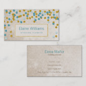 glitter gold aqua confetti modern Visitekaartje (Voorkant / Achterkant)