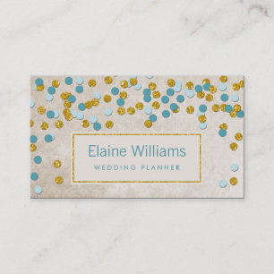 glitter gold aqua confetti modern Visitekaartje