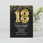glitter gold ballon voor 18e verjaardag kaart (Staand voorkant)
