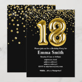 glitter gold ballon voor 18e verjaardag kaart (Voorkant / Achterkant)