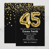 glitter gold ballon voor 45e verjaardag kaart (Voorkant / Achterkant)