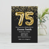 glitter gold ballon voor 75e verjaardag kaart (Staand voorkant)