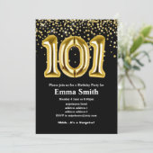 glitter gold balloon for 101th birthday party  kaart (Staand voorkant)