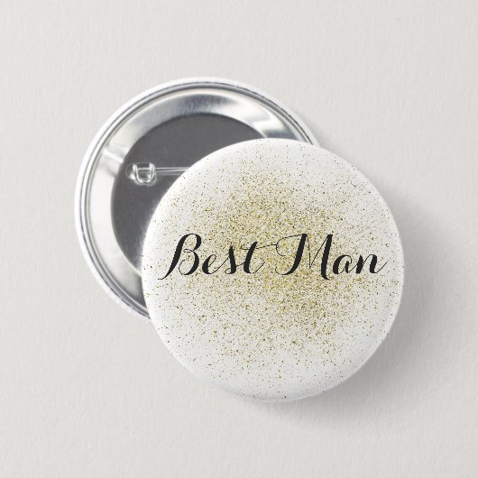 Glitter Gold Best Man Button (Voorkant /achterkant)