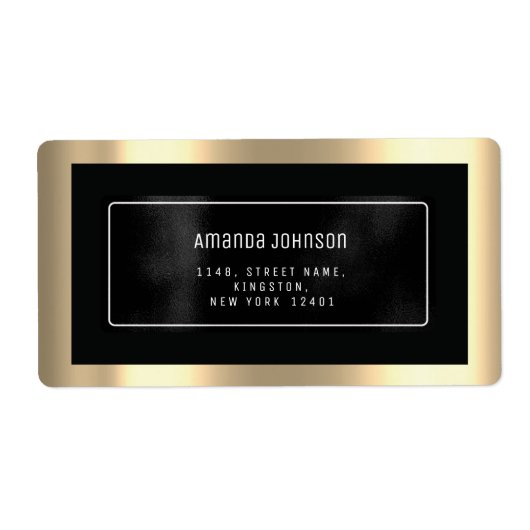 Glitter Gold Black Metal RSVP Framed Boutique Etiket (Voorkant)