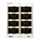 Glitter Gold Black Metal RSVP Framed Boutique Etiket (Full Sheet)