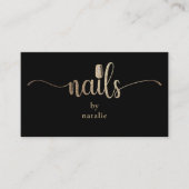 Glitter Gold & Black Nail Technician Visitekaartje (Voorkant)