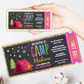 Glitter Gold Blackboard Glamping Ticket Pass Kaart