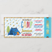 Glitter Gold Blue Glamping Ticket Pass Birthday Kaart (Voorkant)