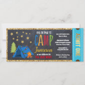 Glitter Gold Blue Glamping Ticket Pass Kaart (Voorkant)