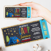 Glitter Gold Blue Glamping Ticket Pass Kaart