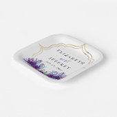 Glitter Gold Blue Purple Peacock Plume Wedding Papieren Bordje (Gebogen)