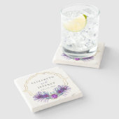 Glitter Gold Blue Purple Peacock Plume Wedding Stenen Onderzetter (Zijkant)