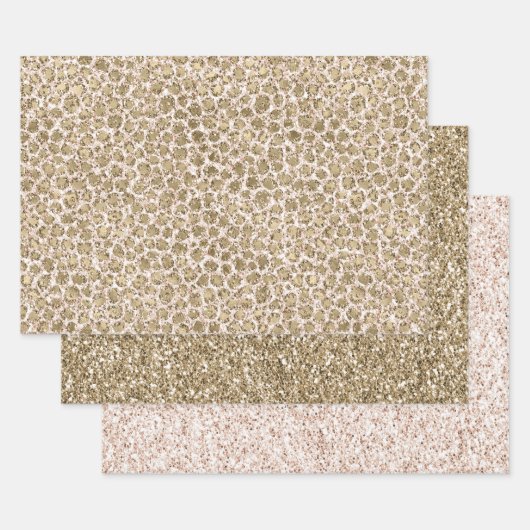 Glitter Gold Blush Roze leopard Print             Inpakpapier Vel (Set)