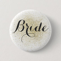 Glitter Gold Bride Button