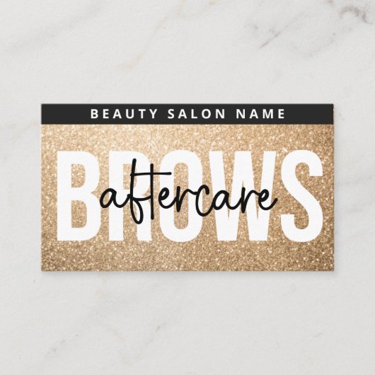 Glitter Gold Brows Nazorg PMU Brow Instructions Visitekaartje (Voorkant)