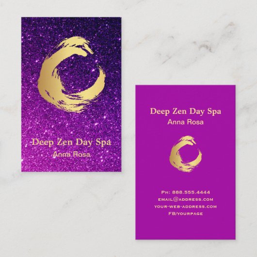 ** Glitter Gold Brush Reiki Meditatie Zen Visitekaartje (Voorkant / Achterkant)