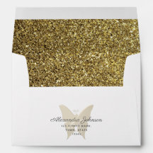 Glitter Gold Butterfly Return-adres