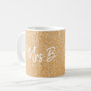 Glitter Gold Champagne Custom Mrs Initiaal Koffiemok