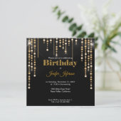 Glitter gold confetti Birthday Invitation Kaart (Staand voorkant)