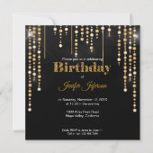 Glitter gold confetti Birthday Invitation Kaart (Voorkant)