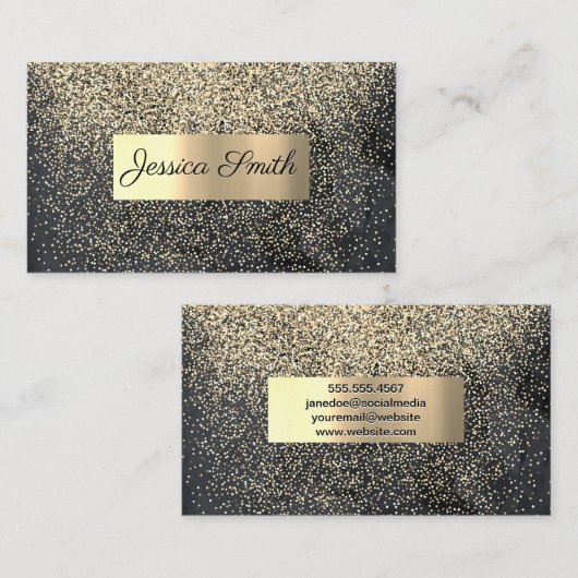 Glitter Gold Confetti | Goudgeborsteld metaal Visitekaartje (Voorkant / Achterkant)