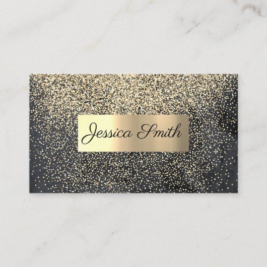 Glitter Gold Confetti | Goudgeborsteld metaal Visitekaartje (Voorkant)