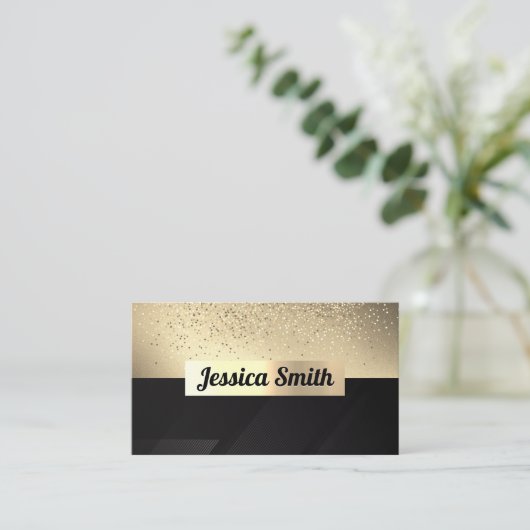 Glitter Gold-Confetti | goudmetallisch | Black Visitekaartje (Staand voorkant)