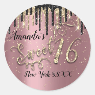Glitter Gold Confetti Roos - 16e-partijnummer - dr Ronde Sticker
