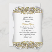Glitter Gold Damask Quinceanera Invite Kaart (Achterkant)