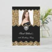 Glitter Gold Diamond Heart Foto elke dag 2 Kaart (Staand voorkant)