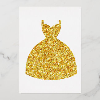 Glitter Gold Dress Folie Uitnodiging