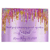 Glitter Gold Drip Roos Sweet16th Violet Bridal Groot Cadeauzakje (Achterkant)