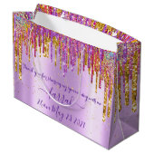 Glitter Gold Drip Roos Sweet16th Violet Bridal Groot Cadeauzakje (Achterkant Gekanteld)