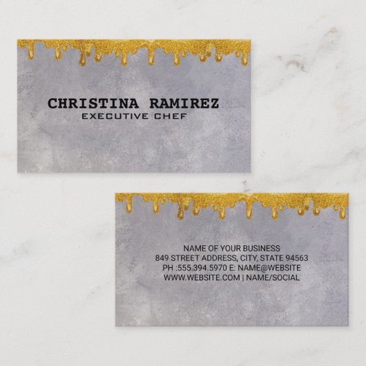 Glitter Gold Drip Textielachtergrond Visitekaartje (Voorkant / Achterkant)