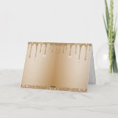 Glitter Gold Drips Champagne Beige Bedankkaart (Achterkant)