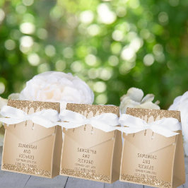 Glitter Gold Drips Champagne Beige bruiloft Bedankdoosjes