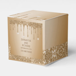 Glitter Gold Drips Champagne Beige bruiloft Bedankdoosjes