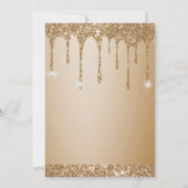 Glitter Gold Drips Champagne Beige bruiloft Kaart (Achterkant)