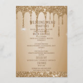 Glitter Gold Drips Champagne Beige bruiloft Menu (Voorkant)
