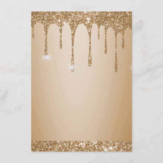 Glitter Gold Drips Champagne Beige bruiloft Menu (Achterkant)