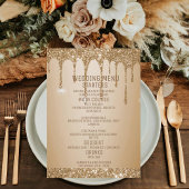Glitter Gold Drips Champagne Beige bruiloft Menu