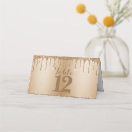 Glitter Gold Drips Champagne Beige bruiloft Plaatskaartje