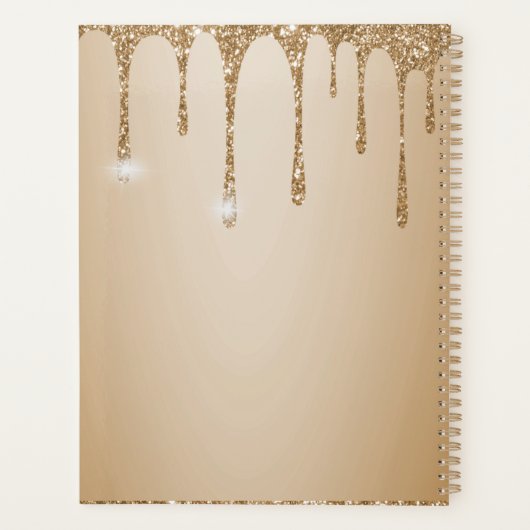 Glitter Gold Drips Champagne Beige bruiloft Planner (Achterkant)