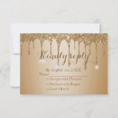Glitter Gold Drips Champagne Beige bruiloft RSVP Kaartje (Achterkant)