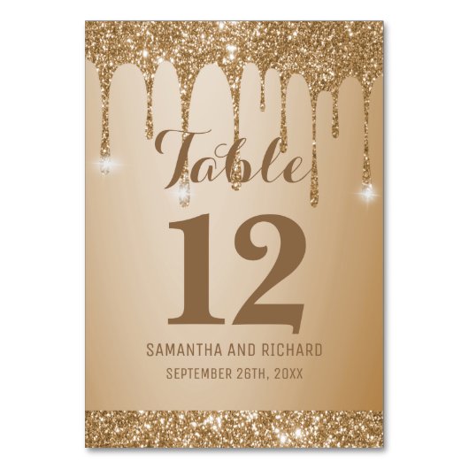 Glitter Gold Drips Champagne Beige Kaart (Voorkant)